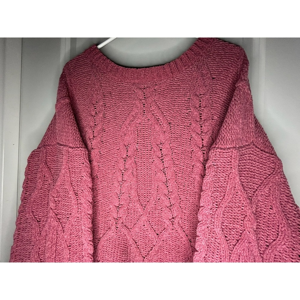 Time And True Soft Pink Cable Knit Crewneck Sweater Sz Womens XL No Flaws